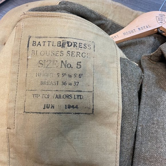 Vintage Military Wool Crop Jacket 1944 Fort Garry Horse (Size 5/XS-S) - Picture 8 of 8